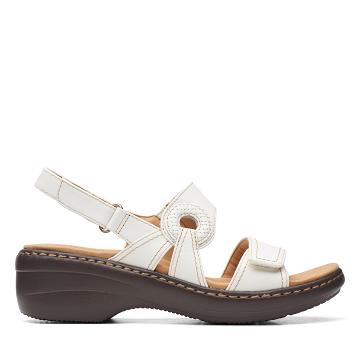 White Clarks Merliah Opal Leather Women's Sandals | SG_QF296