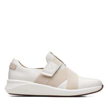 White Clarks Un Rio Strap Leather Women's Sneakers | SG_MR379