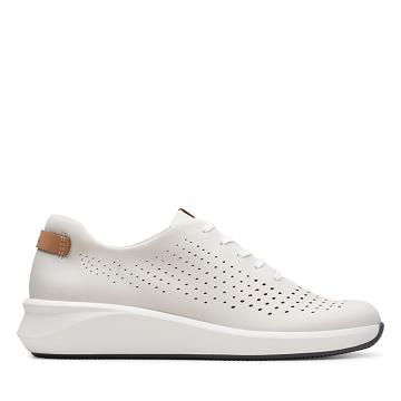 White Clarks Un Rio Tie Leather Women's Sneakers | SG_QF380