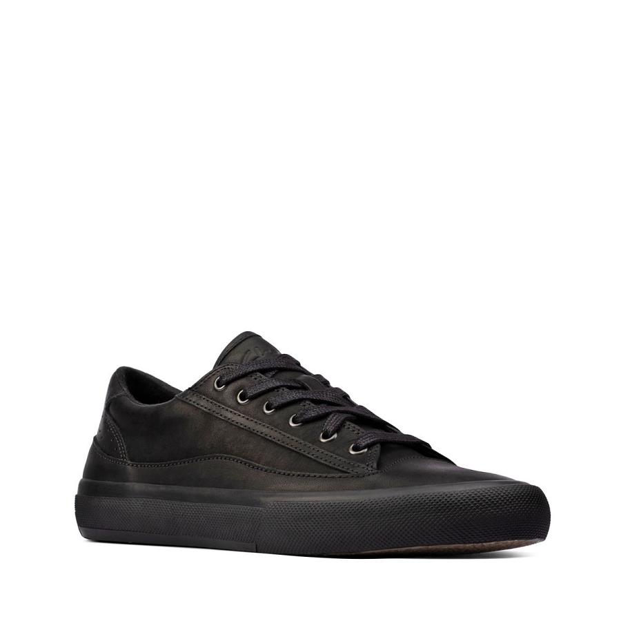 Black Clarks Aceley Lace Leather Women's Sneakers | SG_JX136