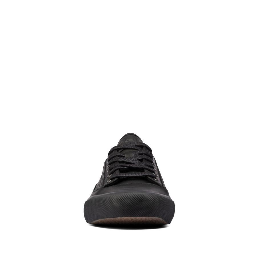 Black Clarks Aceley Lace Leather Women's Sneakers | SG_JX136