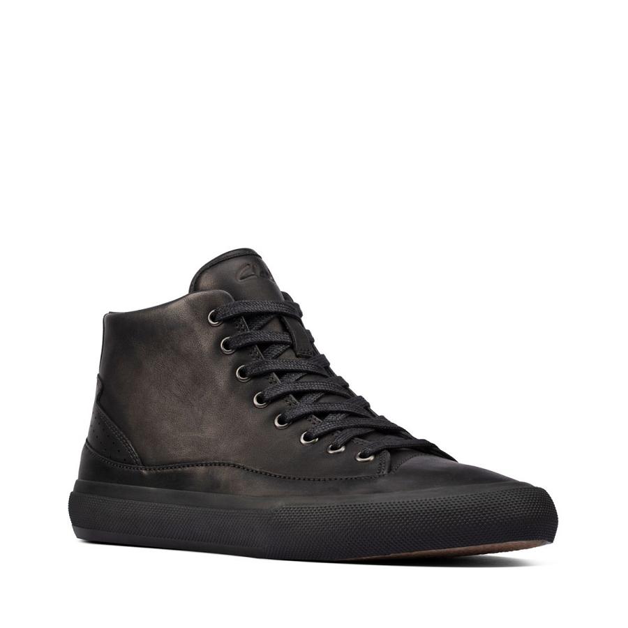 Black Clarks Aceley Zip Hi Leather Women's Sneakers | SG_QF140