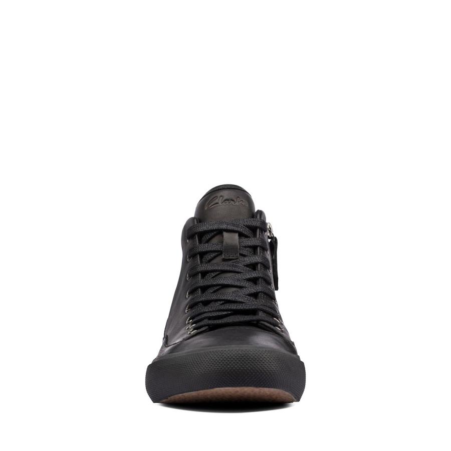 Black Clarks Aceley Zip Hi Leather Women's Sneakers | SG_QF140