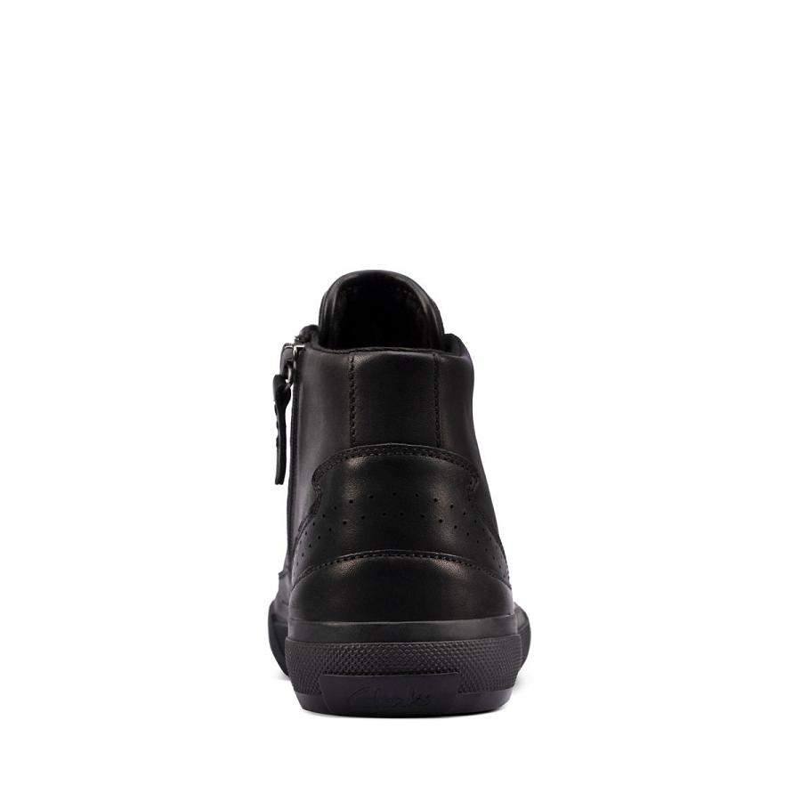 Black Clarks Aceley Zip Hi Leather Women's Sneakers | SG_QF140