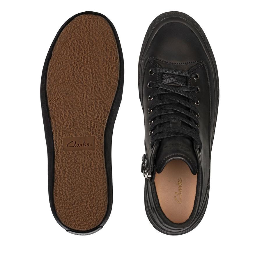 Black Clarks Aceley Zip Hi Leather Women's Sneakers | SG_QF140