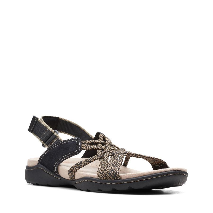 Black Clarks Amanda Ease Combi Women's Sandals | SG_AH154