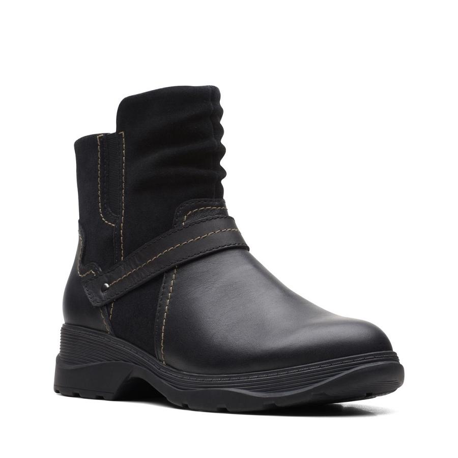 Black Clarks Aveleigh Leather Women's Boots | SG_QF164