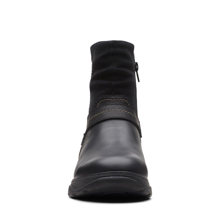 Black Clarks Aveleigh Leather Women's Boots | SG_QF164