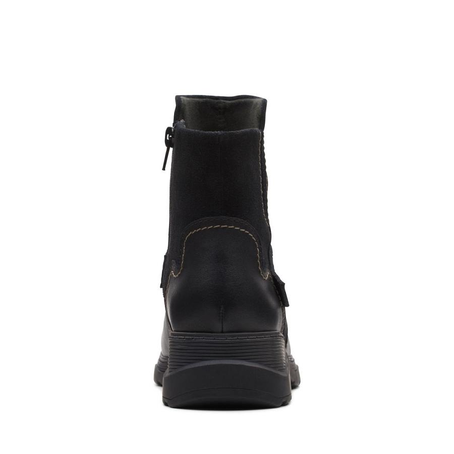 Black Clarks Aveleigh Leather Women's Boots | SG_QF164