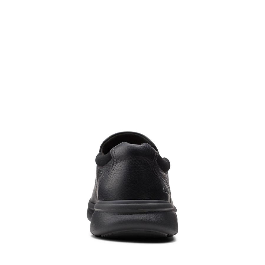 Black Clarks Bradley Step Blk Tumbled Leather Men's Shoes | SG_HZ3