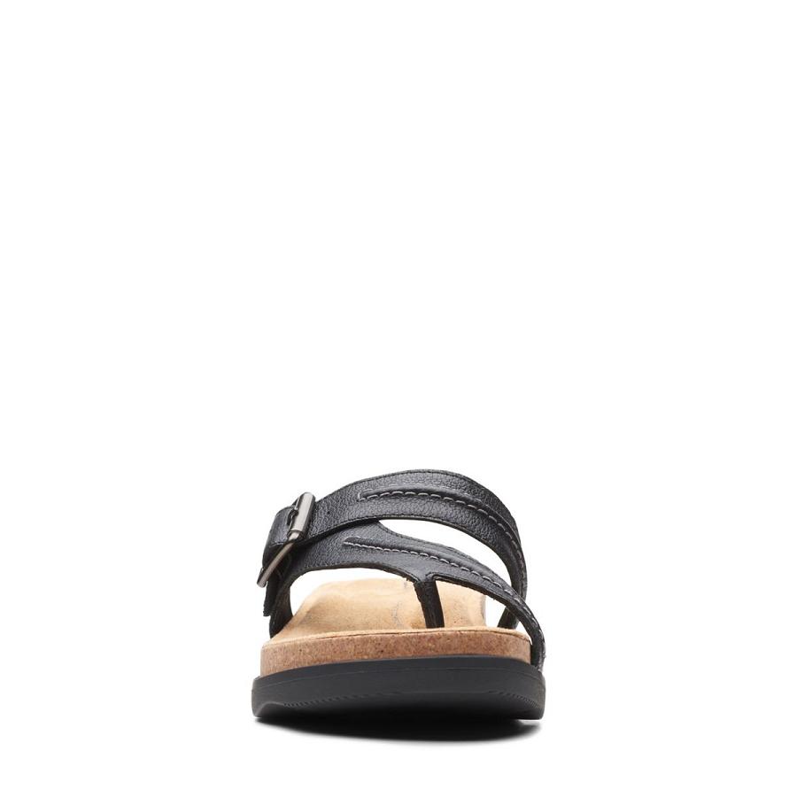 Black Clarks Brynn Madi Leather Women's Sandals | SG_WC177