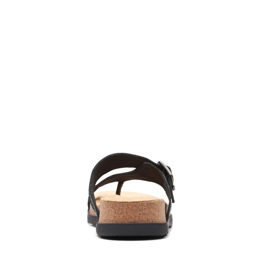 Black Clarks Brynn Madi Leather Women's Sandals | SG_WC177