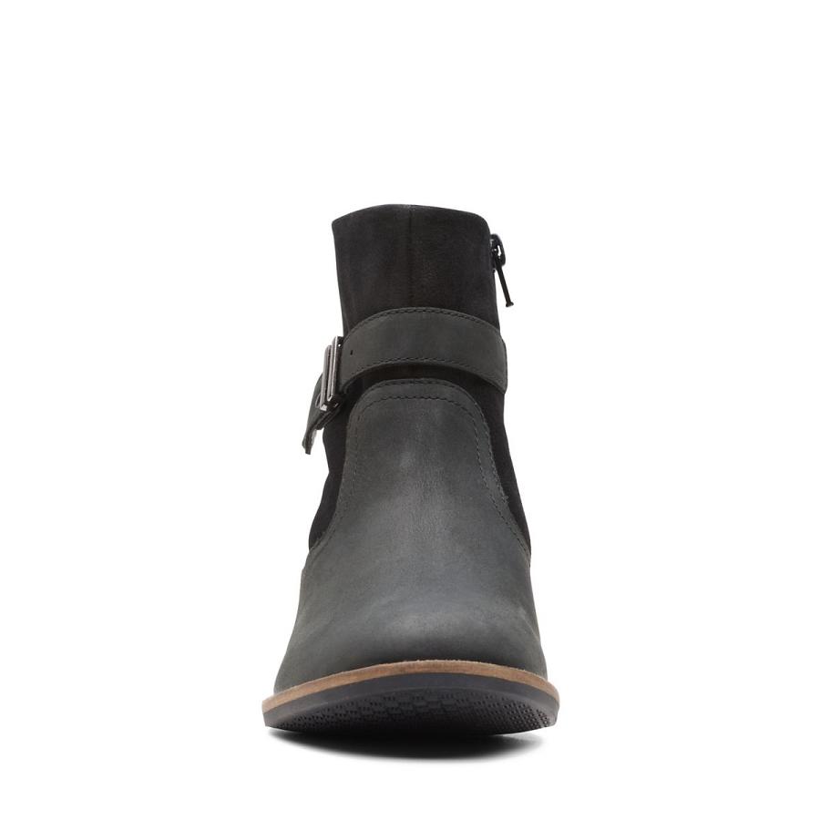 Black Clarks Camzin Strap Women's Boots | SG_FA182