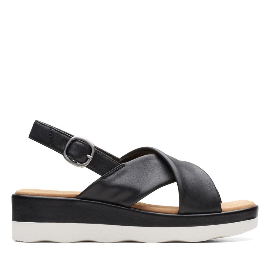 Black Clarks Clara Cove Women\'s Sandals | SG_KB191