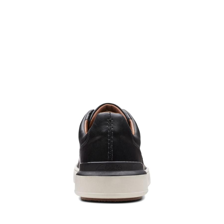 Black Clarks Court Lite Lace Leather Men's Sneakers | SG_NE18