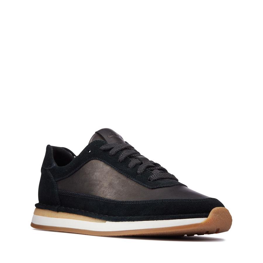 Black Clarks Craft Run Lace Combi Sde Women's Sneakers | SG_NE210