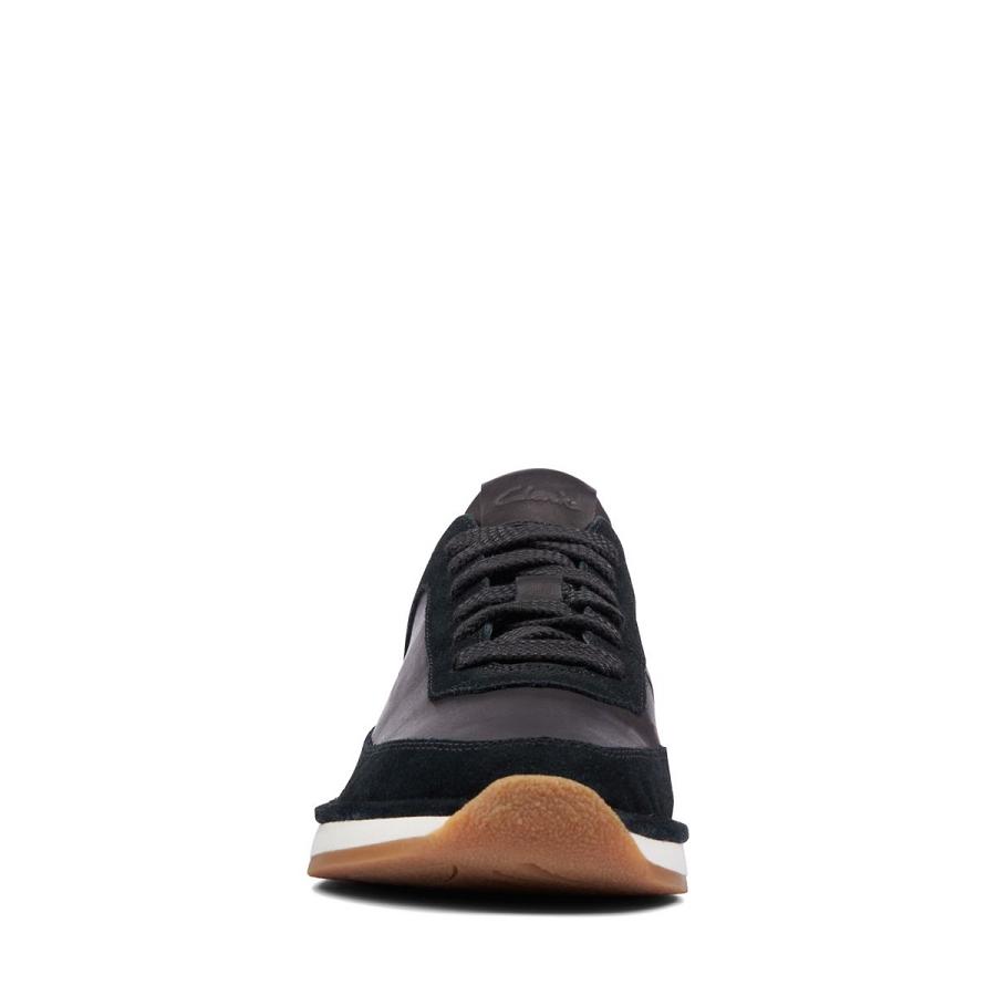 Black Clarks Craft Run Lace Combi Sde Women's Sneakers | SG_NE210