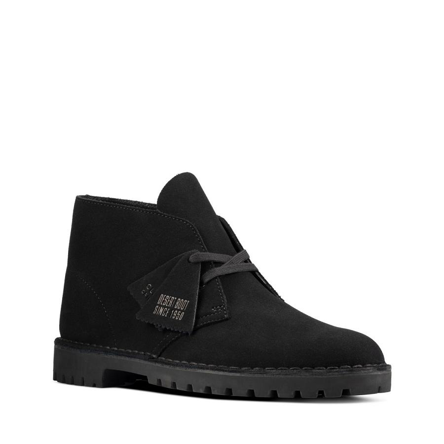 Black Clarks Desert Rock Sde Men's Boots | SG_JX40