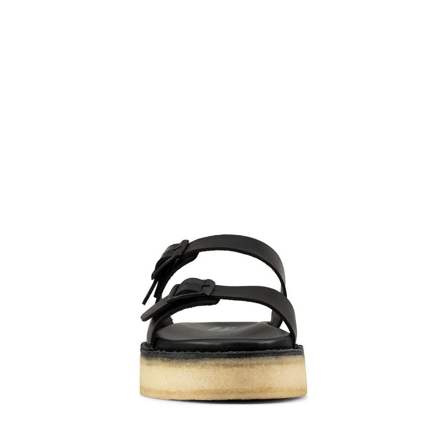 Black Clarks Desert Sndl Leather Women's Sandals | SG_RV216