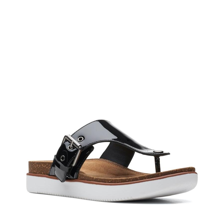 Black Clarks Elayne Step Pat Lea Women's Sandals | SG_AH226