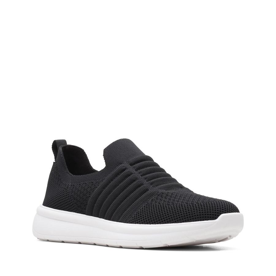 Black Clarks Ezera Walk Knit Women's Sneakers | SG_QF236