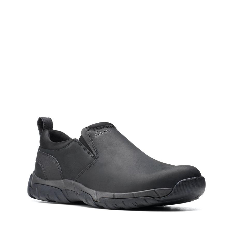 Black Clarks Grove Step Leather Men's Shoes | SG_NE66