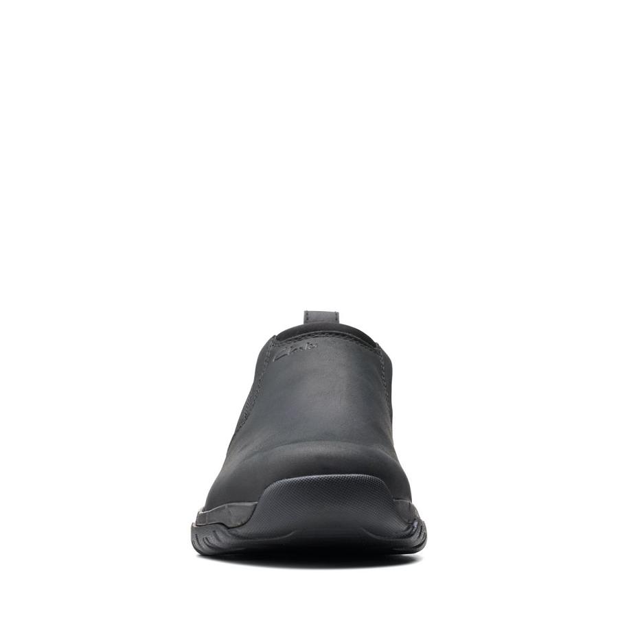 Black Clarks Grove Step Leather Men's Shoes | SG_NE66