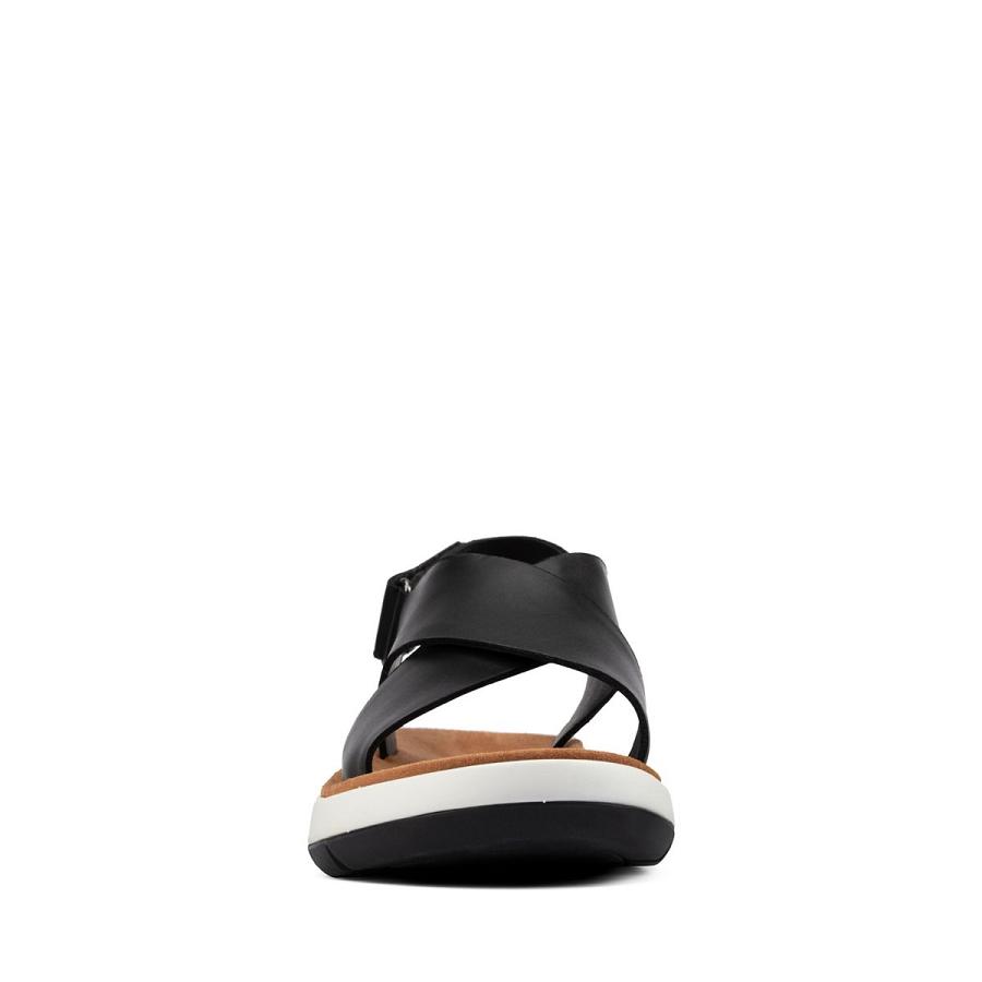 Black Clarks Jemsa Cross Leather Women's Sandals | SG_HZ243