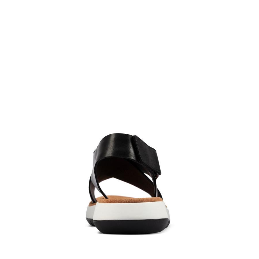 Black Clarks Jemsa Cross Leather Women's Sandals | SG_HZ243