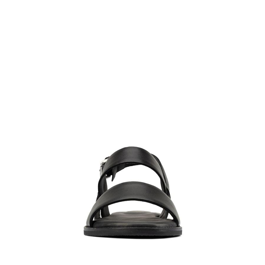 Black Clarks Karsea Strap Leather Women's Sandals | SG_WC249