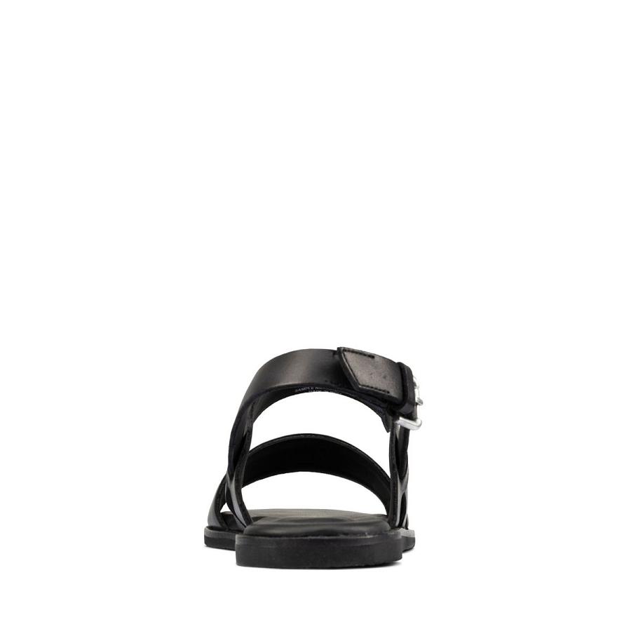 Black Clarks Karsea Strap Leather Women's Sandals | SG_WC249