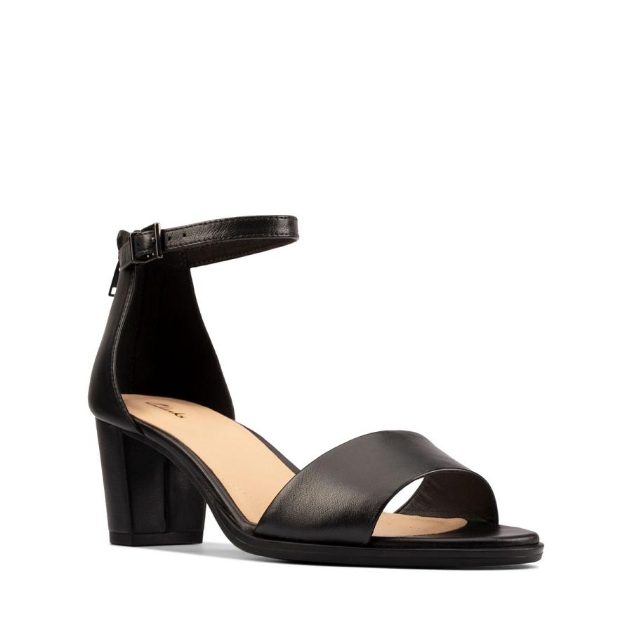 Black Clarks Kaylin 60 2 Part Leather Women's Sandals | SG_EQ253