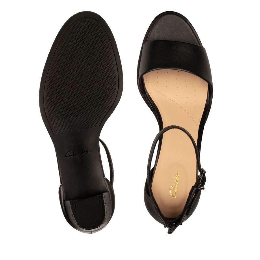 Black Clarks Kaylin 60 2 Part Leather Women's Sandals | SG_EQ253