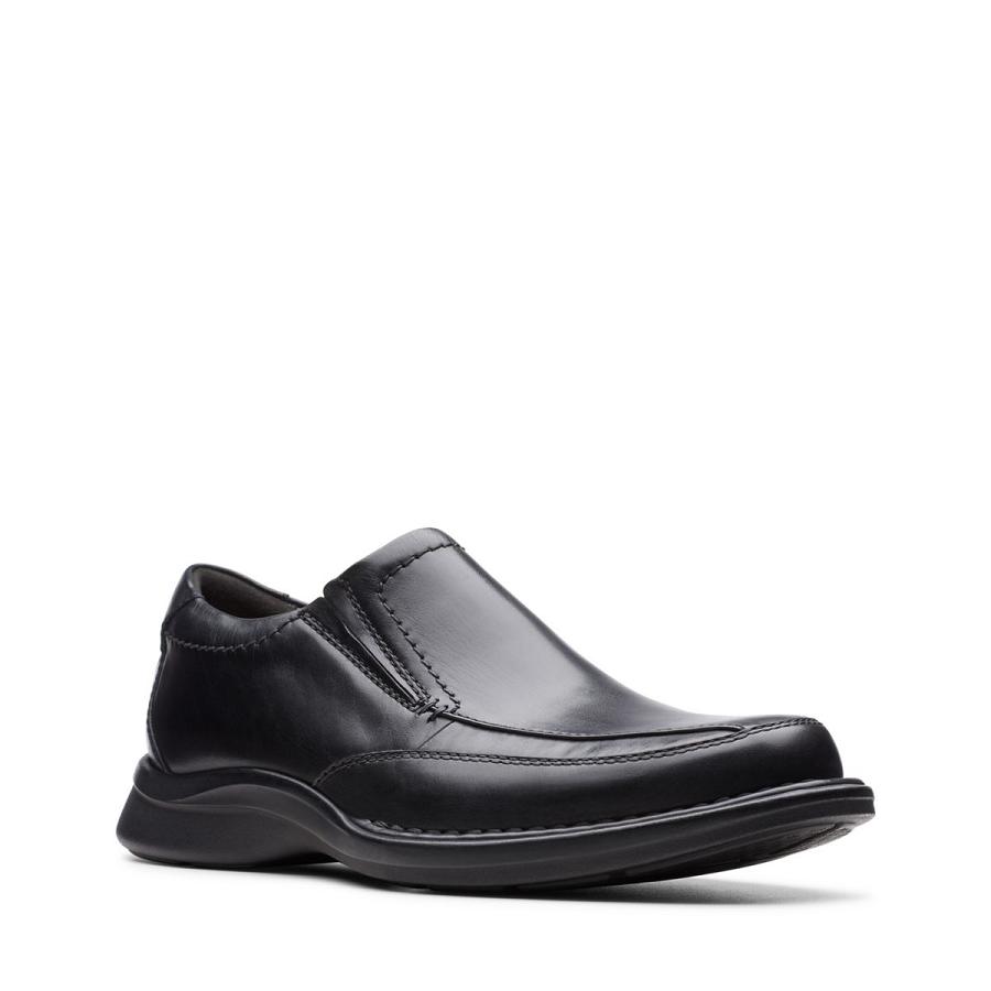 Black Clarks Kempton Free Leather Men's Shoes | SG_WC81