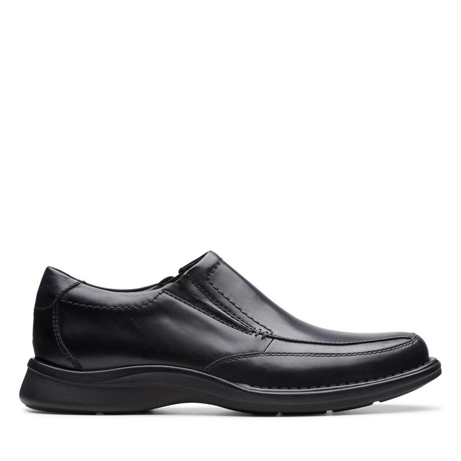 Black Clarks Kempton Free Leather Men\'s Shoes | SG_WC81