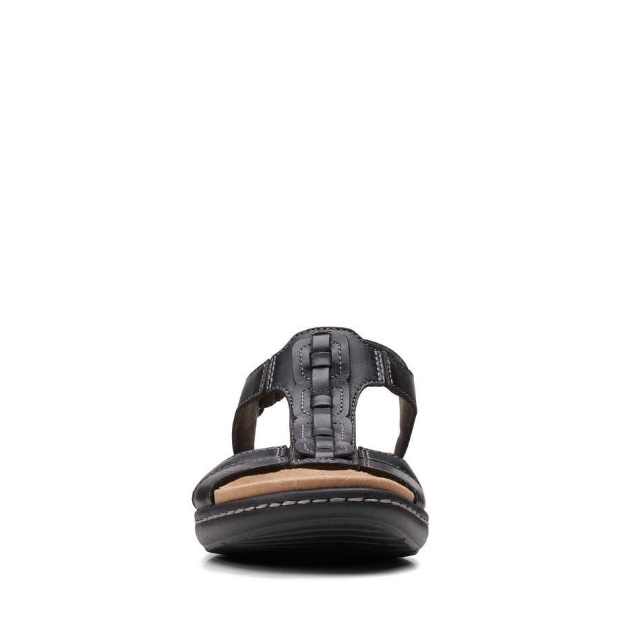 Black Clarks Laurieann Kay Leather Women's Sandals | SG_EQ265