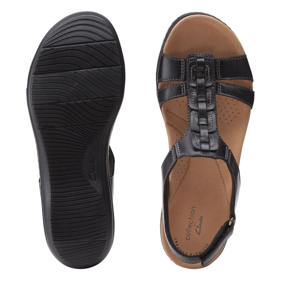 Black Clarks Laurieann Kay Leather Women's Sandals | SG_EQ265