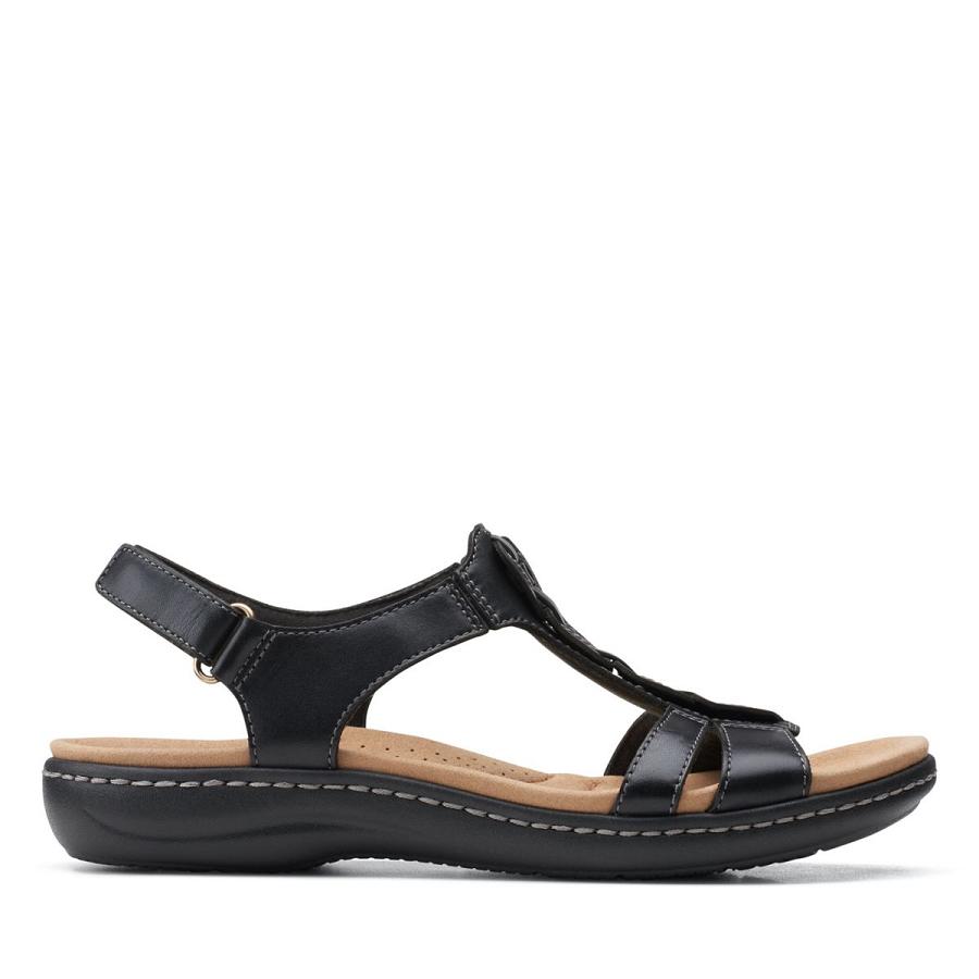 Black Clarks Laurieann Kay Leather Women\'s Sandals | SG_EQ265