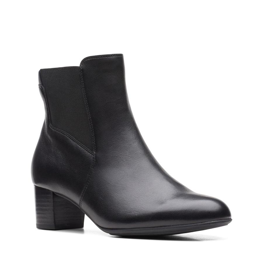 Black Clarks Linnae Hi Leather Women's Boots | SG_JX268