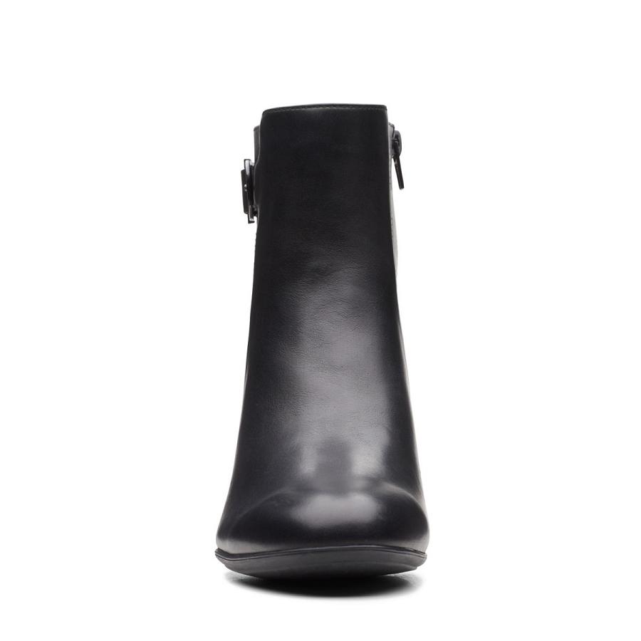 Black Clarks Linnae Up Leather Women's Boots | SG_BD269