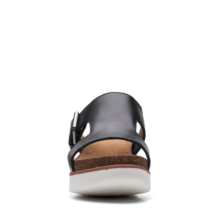 Black Clarks Lizby Ease Leather Women's Sandals | SG_AH274