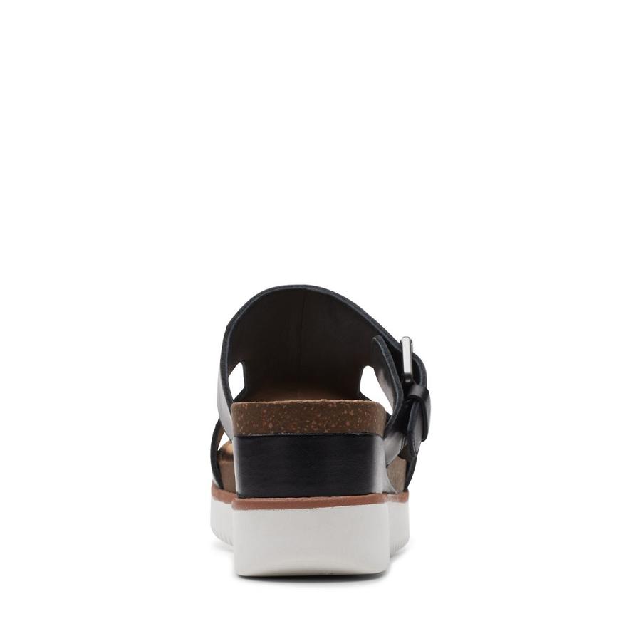 Black Clarks Lizby Ease Leather Women's Sandals | SG_AH274