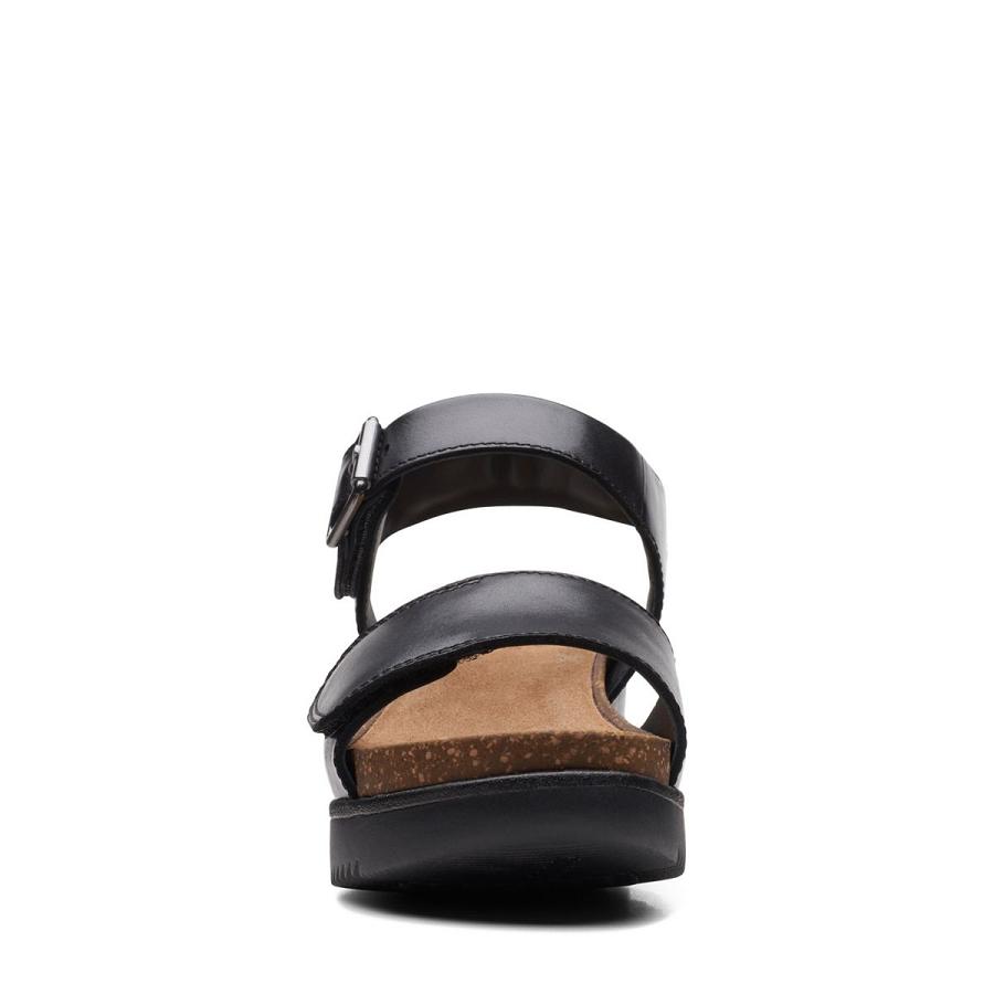 Black Clarks Lizby Strap Leather Women's Sandals | SG_RV276