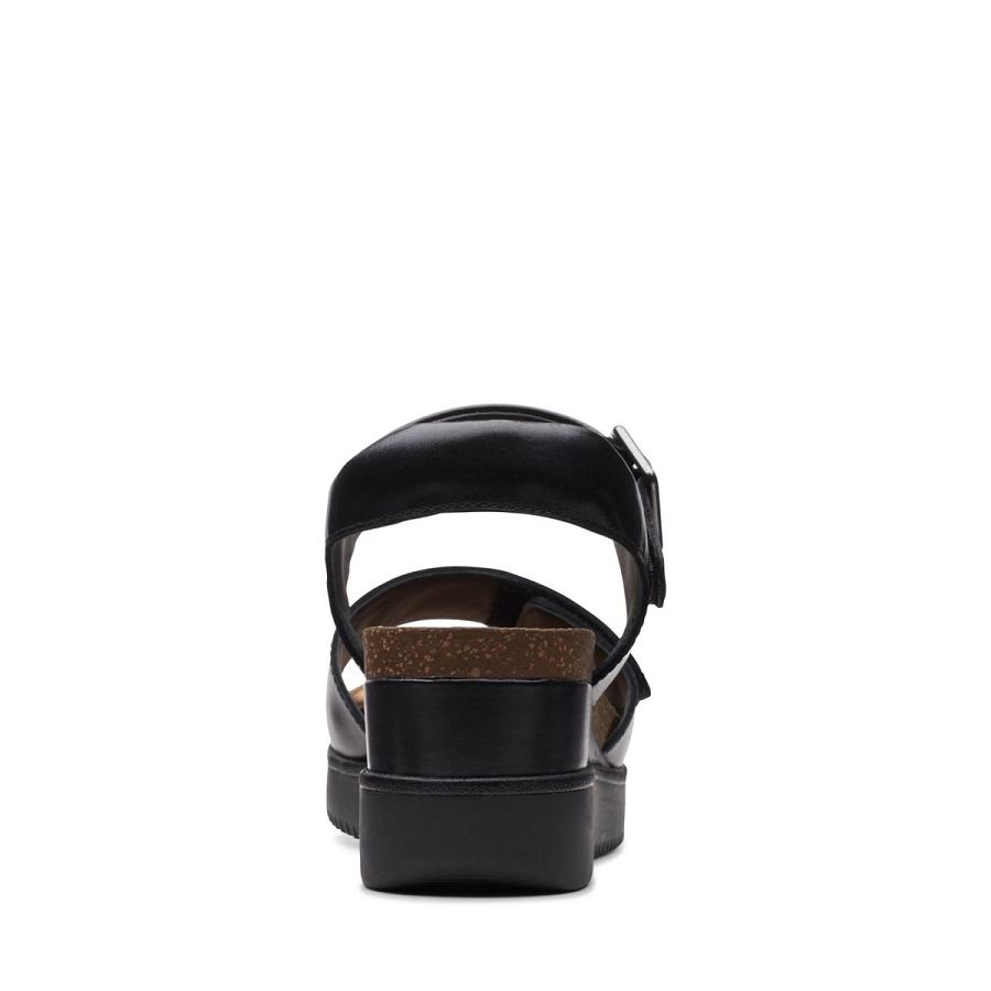 Black Clarks Lizby Strap Leather Women's Sandals | SG_RV276