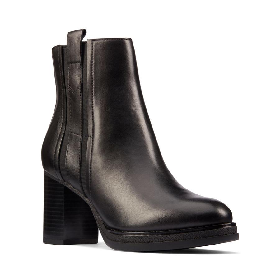 Black Clarks Mable Easy Leather Women's Boots | SG_FA278