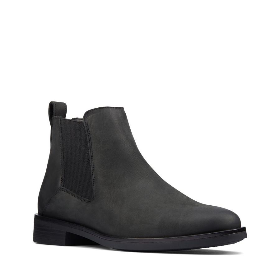 Black Clarks Memi Top Leather Women's Boots | SG_AH286