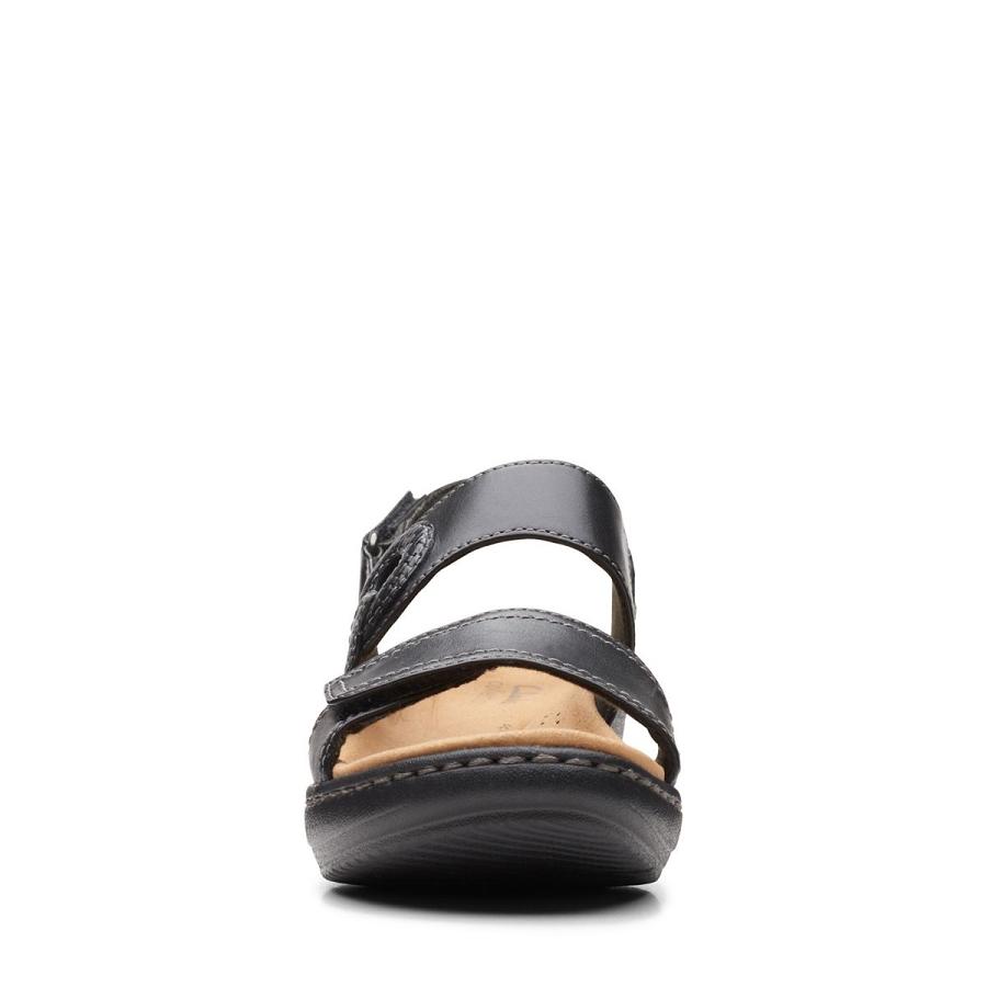 Black Clarks Merliah Opal Leather Women's Sandals | SG_MR295