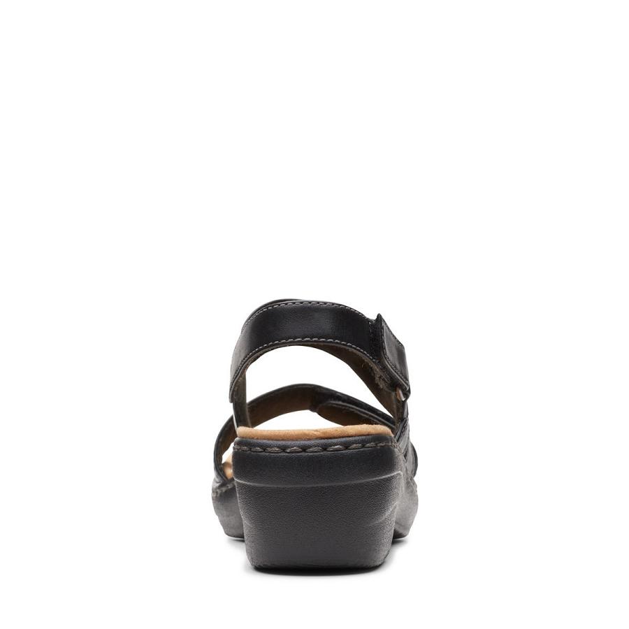 Black Clarks Merliah Opal Leather Women's Sandals | SG_MR295