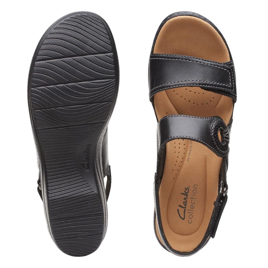 Black Clarks Merliah Opal Leather Women's Sandals | SG_MR295