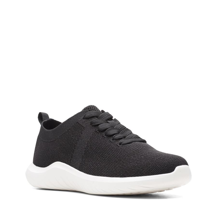 Black Clarks Nova Glint Knit Women's Sneakers | SG_QF308